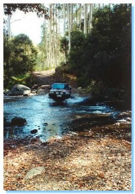 River crossing on a powerline access track
