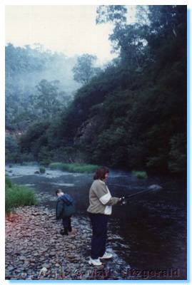 Michelle trying an early morning fish in the Goulburn