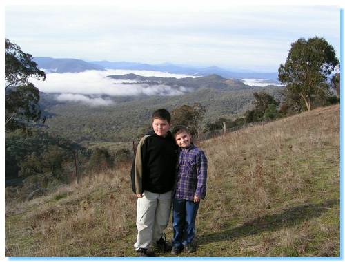 James & Liam at a lookout near Middle Spur